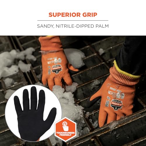 Ergodyne unisex adult ANSI A5 Coated Waterproof CR Gloves, Orange, X-Large Pack of 1 US, 7551 - size: X-large (Pack of 1)