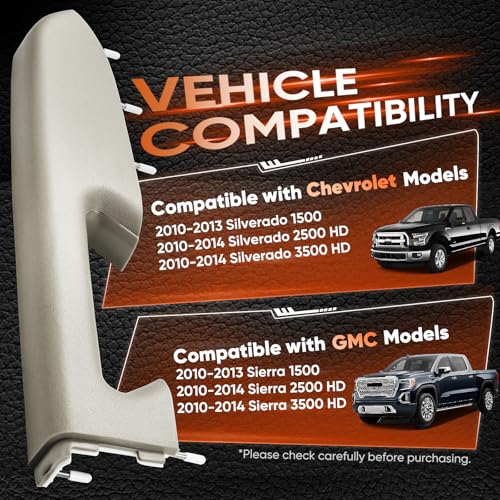 22818466 Door Panel Armrest, Front Left Driver Side Arm Rest Compatible with 2010-2014 Chevy Silverado & GMC Sierra 1500 2500HD 3500HD, Designed for Door Panel with Release Handle Below Armrest, Gray - color: Gray 22818466 Driver Side Armrest