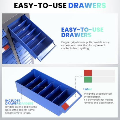 75 Drawers Industrial Nut and Bolt Organizer, Parts Cabinet with 375 Dividers & 150 Label Slots, ABS Drawers Multi-Use Bolt Bins Hardware Organizer System for Workshop, Warehouse and Office - style: 75 Drawers