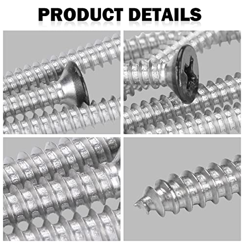 Black Head 50 PCS #10X3 Stainless Steel Phillips Flat Head Wood Screws,Stainless Steel 18-8 A2(304) Screw,Home Screw Kit by QISHENG… - color: Black, size: #10x3"