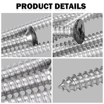 Black Head 50 PCS #14X3 Stainless Steel Phillips Flat Head Wood Screws,Stainless Steel 18-8 A2(304) Screw,Home Screw Kit by QISHENG - color: Black, size: #14X3"