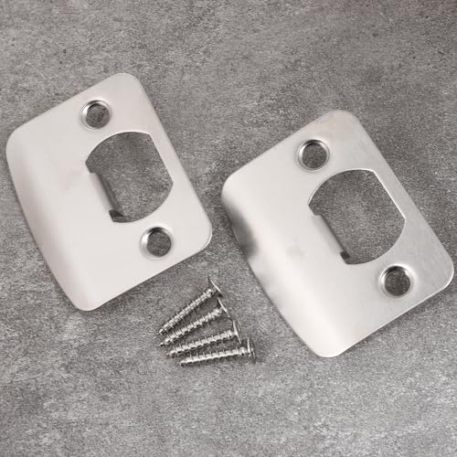 2Pcs Door Strike Plate Univeral 2-1/4 inch x 1-7/16 inch Door Latch Restorer Strike Plate Round Corner with Screws