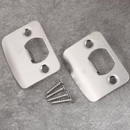 2Pcs Door Strike Plate Univeral 2-1/4 inch x 1-7/16 inch Door Latch Restorer Strike Plate Round Corner with Screws