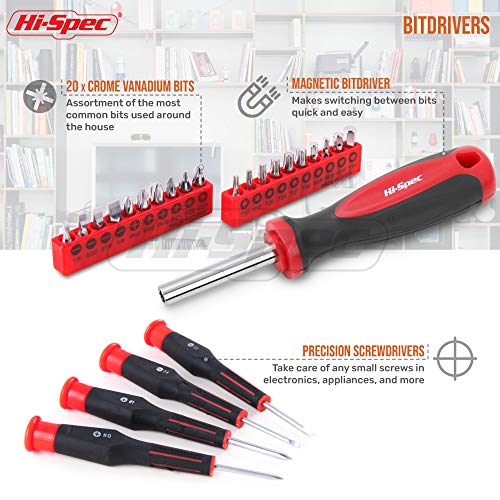 Hi-Spec 49pc Complete Home Tool Kit Set in a Portable Toolbox Case. Essential Household Repair Tools for DIY in The Apartment, Office and College - size: 49 Pcs