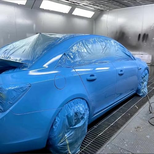 Painters Plastic With Tape,Tape and Drape, Automotive Pre-Taped Masking Film | 1 Roll | Self-Adhesive Painting Drop Film | Plastic Dust Sheets for Decorating, Cars Painting| 60 in x 65 feet