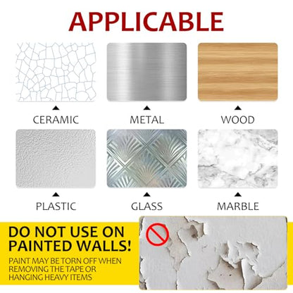 2 Rolls Heavy Duty Double Sided Mounting Tape - 1.2 Inches Wide, 0.07 Inches Thick, 15FT/Roll - Removable, Residue-Free for Home/Office/Outdoor