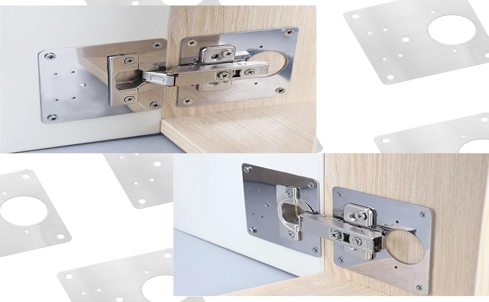 8 Piece Hinge Repair Kit - Cabinet Hinge Repair Plate Stainless Steel Door Hinge Repair Kit for Kitchen Cabinet Hinge Repair Brackets with Mounting Screws and Screwdrivers (8) (8, 3.5"x3.5") - size: 3.5“x3.5"