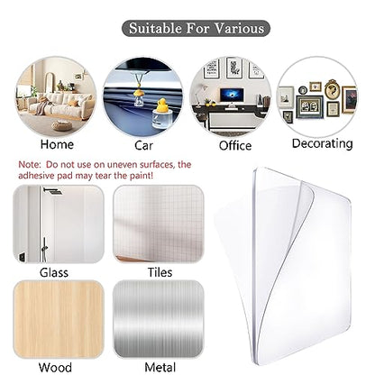 Medsuo 10pcs 2.4" Clear Double Sided Adhesive Pads for Mounting Waterproof Double Sided Sticker Super Strong Heavy Duty Washable Sticky Patch Walls Hanging Nano Gel for DIY Craft Home Office