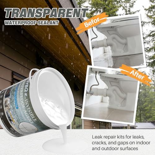 NYBQ Waterproof Sealant Coating 282oz，Transparent Invisible Waterproof Agent, Super Strong Anti-Leakage Polyurethane Coating for Bathroom, Roofs, Kitchen, Patio, Walls, Indoor & Outdoor - size: 282OZ