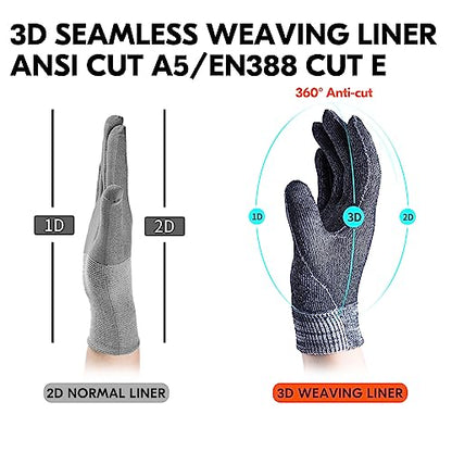 Vgo... Cut Resistant Gloves, Cutproof Leather Work Gloves Men Women,EN388 level E, ANSI level A5,Touchscreen,Mechanics Gloves - color: 1 Pair -Black, size: Medium(1 Pair)