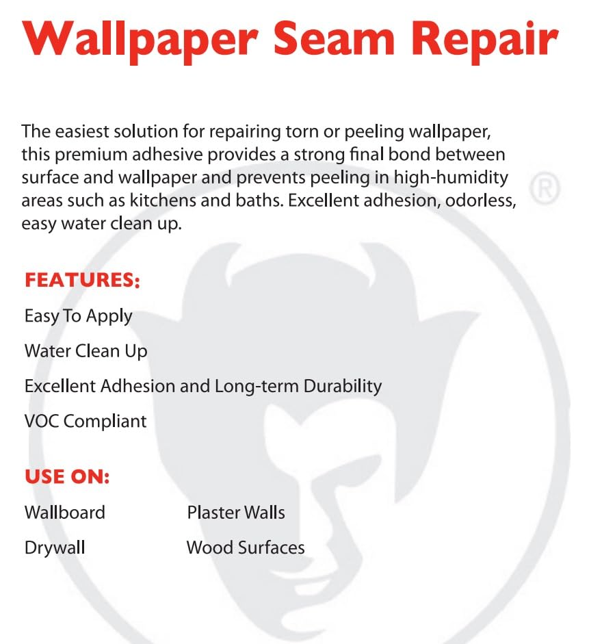 Red Devil 0878 Wallpaper Seam Repair, Wallpaper Adhesive, House & Home Restore Premium Wall Paper Glue & Paste, Clear, 5 oz - style: 1 - Pack