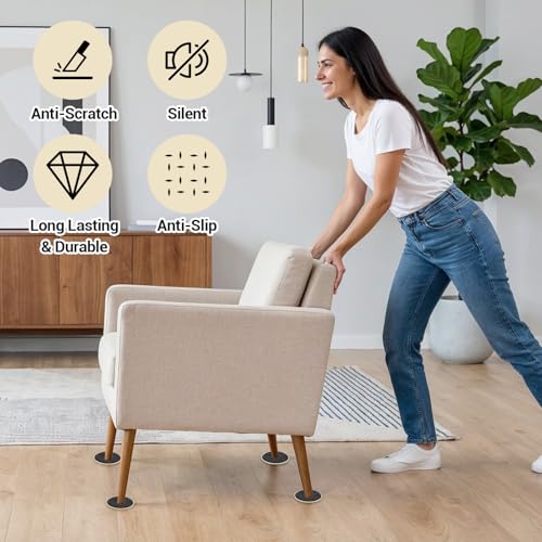 16 Pcs Furniture Sliders for Carpet,2 Inch Sliders for Furniture on Carpet Self Adhesive Chair Slider for Carpeted and Hardwood Floors (Beige)