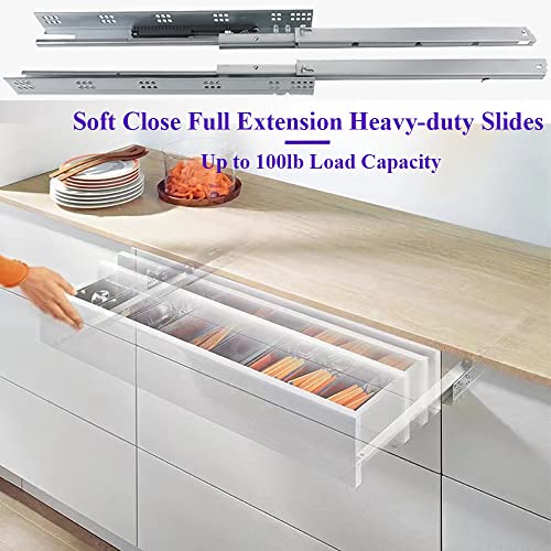 Undermount Concealed Soft Close Drawer Slides 12inch,6 Pairs Full Extension Drawer Glides Runners with Locking Device and Rear Mounting Brackets - size: 12 Inch