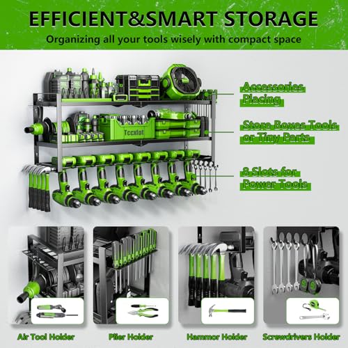 Power Tool Organizer - 3 Layer 8 Drill Holder Wall Mount, Storage Rack for Garage Organization, Large Tool Shelf, Gifts for Him Men Dad Husband Anniversary Fathers Day, Cool Gadget Stocking Stuffer - size: 3 Layer 8 Slots