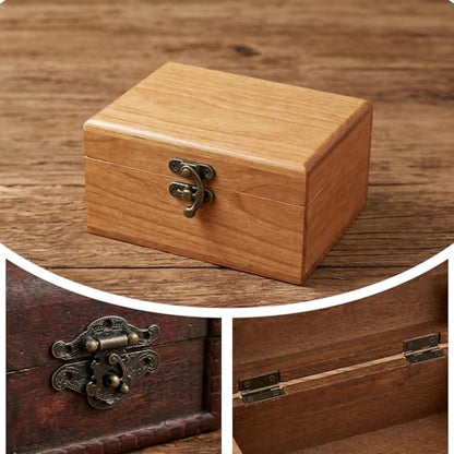 72 Pcs Retro Jewelry Box Hinges and Latches Hooks, Small Latches Hinges for Wooden Boxes Hardware, Antique Cabinet Furniture Hinge Hasp Clasp (Bronze Tone)