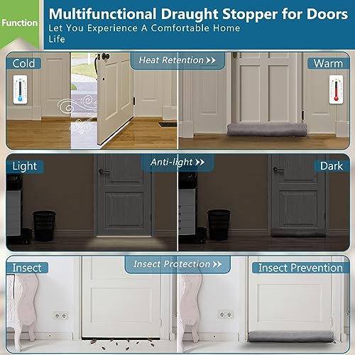 Triangular Under Door Draft Stopper 38 inch Heavy Duty Door Draft Blocker Bottom Door Seal Noise Air Door Guard for Doors and Windows, Gray - size: 38 inch