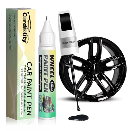 Gloss Black Rim Touch Up Paint for Chevrolet,Wheel Scratch Repair Kit for Curb Rash, Rim Repair Kit Color Match to Chevrolet Gloss Black Wheel Paint,Long lasting, Resists Water, Uv Rays - color: Gloss Black
