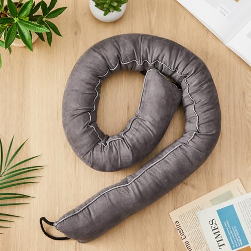 Gisafai 2 Pcs 60 Inch Long Door Draft Stopper Under Door Draft Blocker Noise Wind Stopper for Home Balcony Office(Grey, Regular Styles) - size: 60 Inch