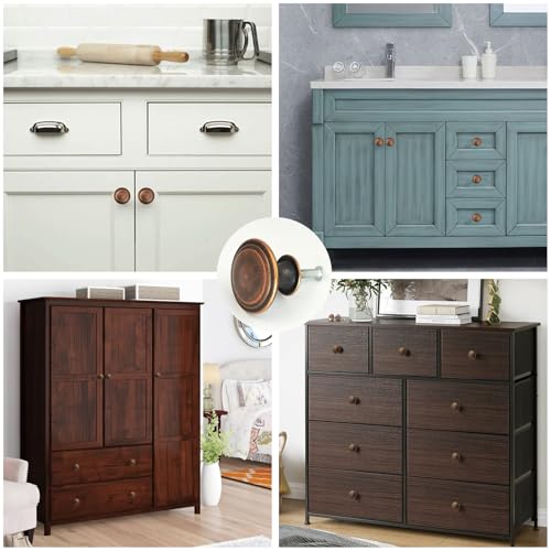 8 Pack Dresser Knobs,Kitchen Cabinet Knobs,Antique Brass Drawer Knobs,as The Replacement Knobs for Dresser,Desk,Kitchen Cupboard,Bathroom Cabinet,Vanity,Bifold Closet Door (Bronze-8 Pack)