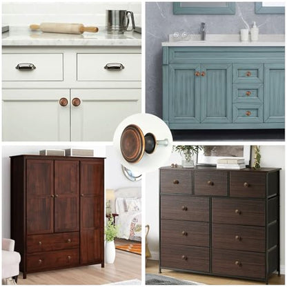 8 Pack Dresser Knobs,Kitchen Cabinet Knobs,Antique Brass Drawer Knobs,as The Replacement Knobs for Dresser,Desk,Kitchen Cupboard,Bathroom Cabinet,Vanity,Bifold Closet Door (Bronze-8 Pack)