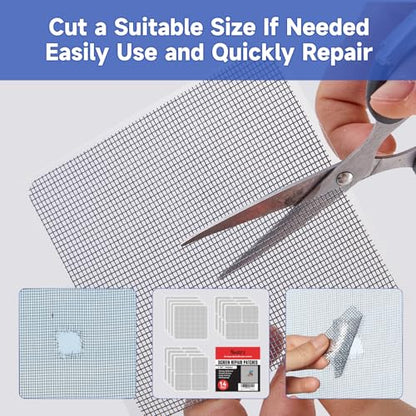 14 Sheets Window Screen Patches Repair Kit, 3 Sizes Window Screen Repair Kit for Mesh Screen Door, Strong Adhesive Fiberglass Quick Screen Repair Tape (Gray)