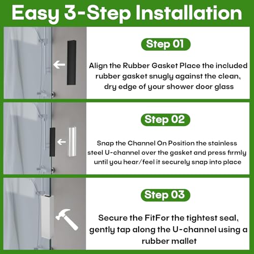 3" Shower Door Magnet Latch Replacement Kit with Metal Strike & Magnet Fit for 1/8", 5/32", 3/16", 1/4" Thick Swing Glass Flush Shower Doors and Frameless Shower Doors Handles
