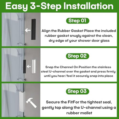 3" Shower Door Magnet Latch Replacement Kit with Metal Strike & Magnet Fit for 1/8", 5/32", 3/16", 1/4" Thick Swing Glass Flush Shower Doors and Frameless Shower Doors Handles