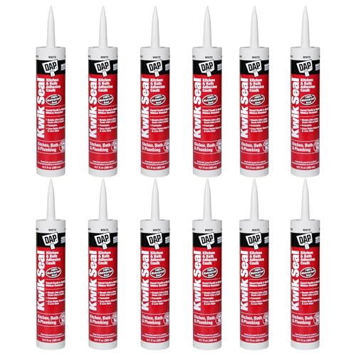 12 Pack of 10.1 oz Dap 18002 Kwik Seal White Kitchen And Bath Adhesive Caulk