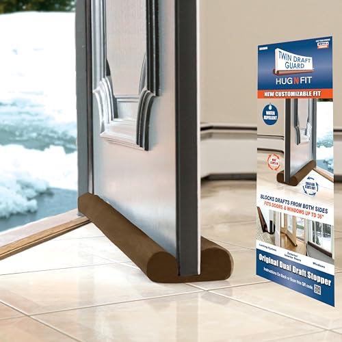 Twin Draft Guard Hug N Fit, Original Dual Draft Stopper Instantly Blocks Air from Entering, Water Repellent, Fits 28”-36” Length with 1.5” Energy Saver Tube - size: 1.5 Inch by 28-36 Inches