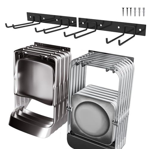 2Pack Folding Chair Storage Rack, Chair Hangers for Garage Wall, Garage Tool Organizer Wall Mount, Heavy Duty Garden Tool Holder for Hanging Shovel Rake Broom Ladder
