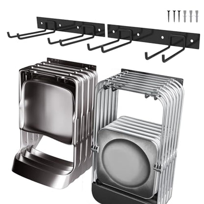 2Pack Folding Chair Storage Rack, Chair Hangers for Garage Wall, Garage Tool Organizer Wall Mount, Heavy Duty Garden Tool Holder for Hanging Shovel Rake Broom Ladder