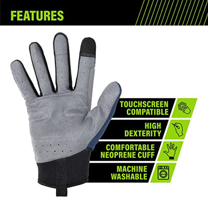 AWP Pro Protect Work Gloves for Men And Women, Full Back-Of-Hand TPR Impact Protection, X-Large - size: X-Large