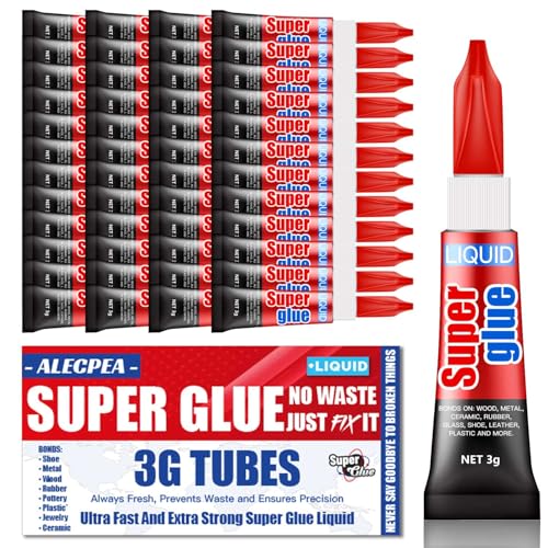 3 Gram (Pack of 48) Single Use Super Glue Liquid, Super Fast, Thin & Strong Adhesive Superglue, Cyanoacrylate Glue for Hard Plastics, DIY Craft, Ceramics, Leather, Metal Etc - size: Pack of 48, style: Liquid