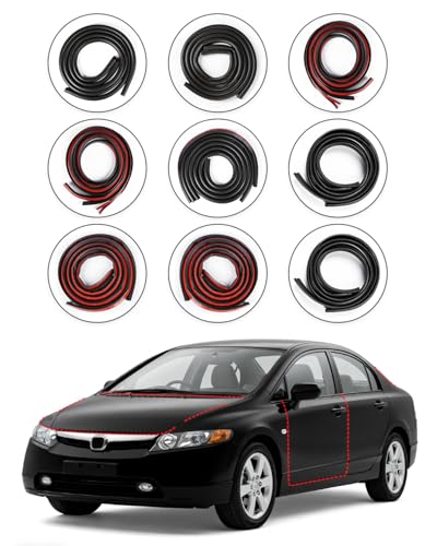 Weather Stripping Door Seal for Honda Civic 8th Gen, Rubber Seal Weather Strip Kit, Soundproof Noise Insulation Dustproof forFront/Rear Trunk A-Pillar B-Pillar Front/Rear Door (9-Pack) - size: For Honda Eighth Generation Civic