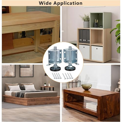 OwnMy Adjustable Corner Leveling Feet Heavy Duty Furniture Levelers Legs for Uneven Floors, 4 Left and 4 Right Workbench Cabinet Leveling Feet Table Leg Brackets for Shelves, Wardrobes, Beds