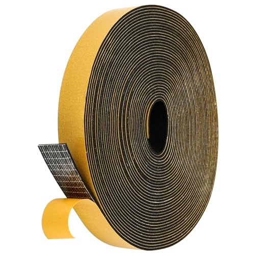 Black Weather Stripping Door Seal Strip (3/5 Inch X 1/16 Inch X 32Feet), Strong Adhesive, Lightproof, Soundproof, Weatherproof Foam Tape Insulation for Sliding Door, Front Door Frame, Windows - size: 3/5 Inch X 1/16 Inch X 32Feet
