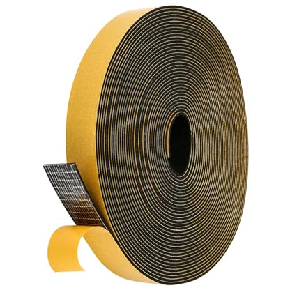 Black Weather Stripping Door Seal Strip (3/5 Inch X 1/16 Inch X 32Feet), Strong Adhesive, Lightproof, Soundproof, Weatherproof Foam Tape Insulation for Sliding Door, Front Door Frame, Windows - size: 3/5 Inch X 1/16 Inch X 32Feet
