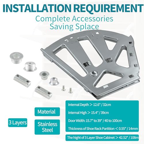 3 Layers Shoes Drawer Cabinet Hinges Flip Frames, Grey Shoe Cabinet Replacement Fittings Stainless Steel for Kitchen Living Room, 1 Pair - color: Gray, size: 3 Layers