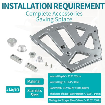 3 Layers Shoes Drawer Cabinet Hinges Flip Frames, Grey Shoe Cabinet Replacement Fittings Stainless Steel for Kitchen Living Room, 1 Pair - color: Gray, size: 3 Layers