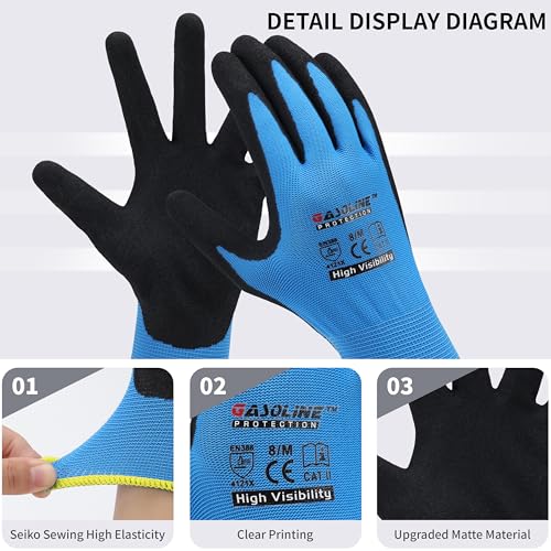 Work Gloves MicroFoam Nitrile Coated-12Pairs,Seamless Knit Nylon Gloves,Blue Work gloves - size: X-Small