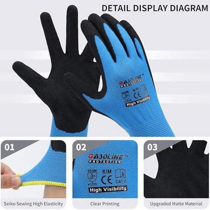 Work Gloves MicroFoam Nitrile Coated-12Pairs,Seamless Knit Nylon Gloves,Blue Work gloves - size: X-Small