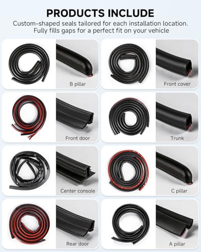 BIOOICHWeather Stripping Door Seal for Toyota RAV4 2019-2025, Rubber Seal Weather Strip Kit, Soundproof Noise Insulation Dustproof for Front/Rear Trunk A-Pillar B-Pillar Front/Rear Door (10-Pack) - size: for Toyota 2019–2025 RAV4