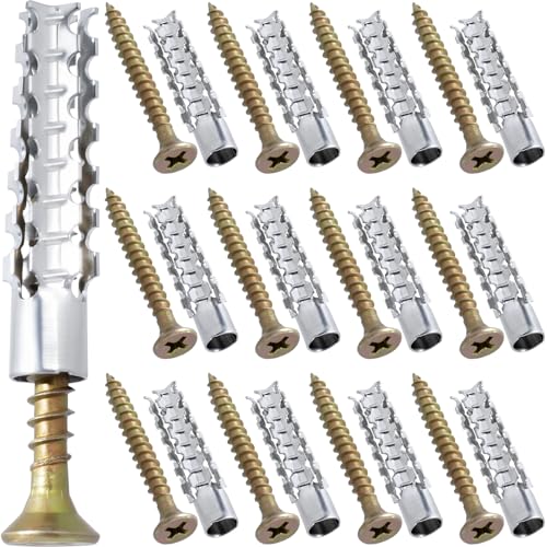 80pcs Tree Shaped Wall Anchor with Screws, M6 Loose Hinge Hole Expansion Screws Anchors, Heavy Duty Steel Repairing Kits for Hollow Concrete Wall Drywall- Silver & Gold