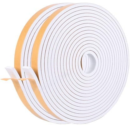 Self Adhesive Foam Tape Weatherstrip 1/2in x 1/4in x 52Ft High Density Foam Insulation Strips Foam Seal Weather Stripping with Strong Adhesive for Door and Window Sound Isolation Soundproofing - size: 1/2in x 1/4in x 52Ft