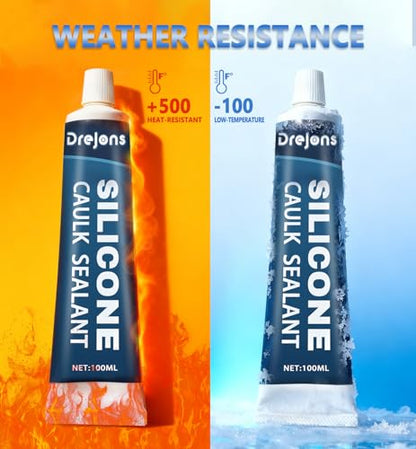 Clear Silicone Sealant Caulk Waterproof Silicone Caulk All Purpose Stronger Adhesion Sealant for Kitchen and Bathroom, Window, Door 3.38 fl oz - size: 3.38 fl.oz