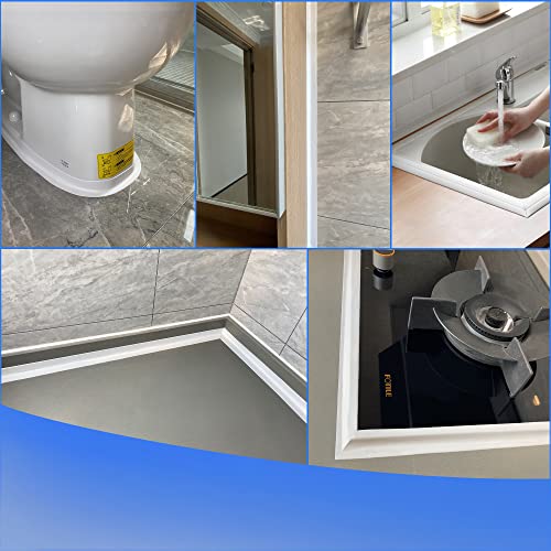 TOUSEA White Caulk Tape for Bathtub Self Adhesive,1.5" x 19.7Ft Caulk Strip for Toilet, Tub, Wall Edge -Decorative Wall Trim & Peel and Stick Backsplash Finisher - Renter Friendly, Easy Install - style: White-1.5IN-19.7FT-A