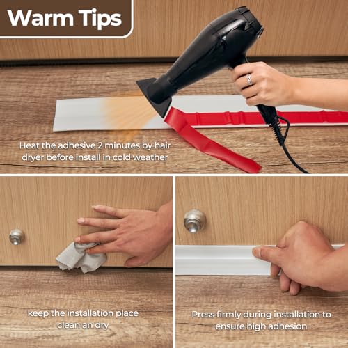 Door Draft Stopper Weather Stripping: Ohuhu 39" L x 2" W Under Door Bottom Seal Strip Sweep - Backing Adhesive Blocker Gap Filler Flexible Noise Insulation Draft Guard Bottom of Door Garage