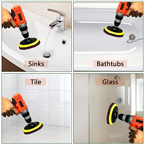Power Scrubber Pads Drill Attachment, GOH DODD 26 Pieces 4 Inch Headlight Restoration Kit Drill Brush Scouring Cleaning Pads for Kitchen, Bathroom, Grout, Carpet, Shower, Tub, Grill,Tile, Sanding - size: 4 Inch 26 Pieces