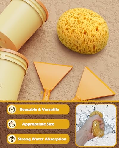 4Pcs Knockdown Texture Sponges, Sponge for Patch/Repair Ceiling Drywall Wall, DIY Painting Ceiling Wall Texture, Round Sponge, Clay sponges for Pottery, Texture Sponges