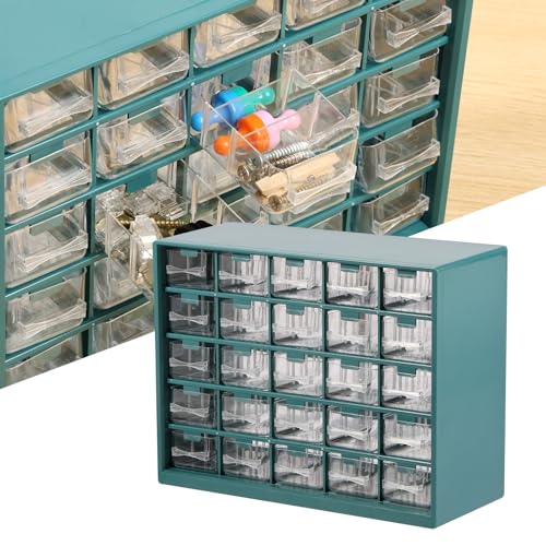 Hardware Storage Organizer, 25 Drawers Stackable Storage Cabinet with 50 Removable Dividers, Desk Drawer Storage Box, Tabletop Storage Organization Box for Hardware Craft, Drawer Parts Cabinet (A) - color: A